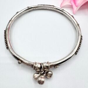 Ethnic Hollow Silver Bracelet With Bells Bohemian Boho Acid Tested 8.11 Grams